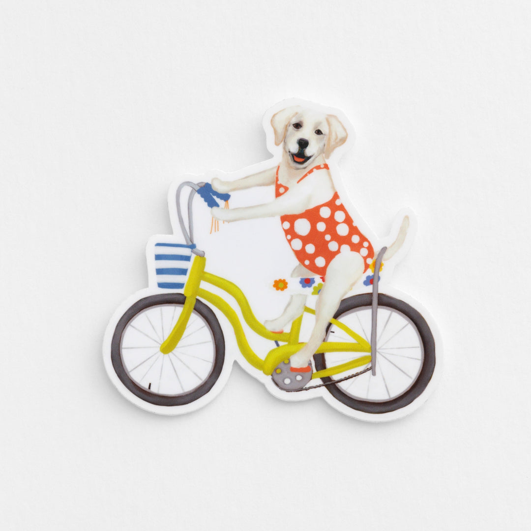 Pedaling Pup Prefers Polka Dots Sticker